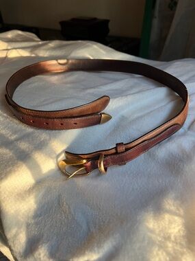 Orvis Brown Leather Belt with Gold-Tone Buckle